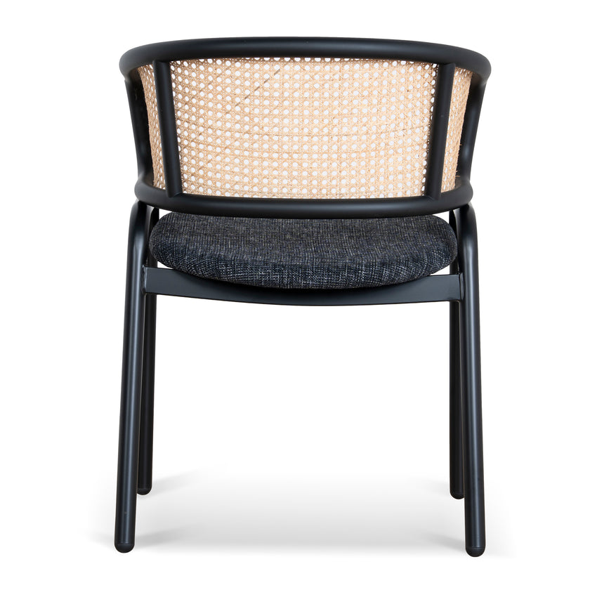 CDC12046-SD Fabric Dining Chair - Dark Grey with Rattan Back (Set of 2)