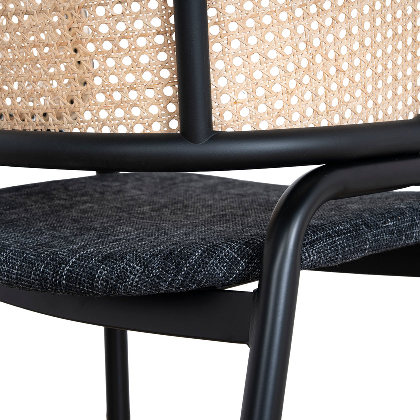 CDC12046-SD Fabric Dining Chair - Dark Grey with Rattan Back (Set of 2)