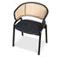 CDC12046-SD Fabric Dining Chair - Dark Grey with Rattan Back (Set of 2)
