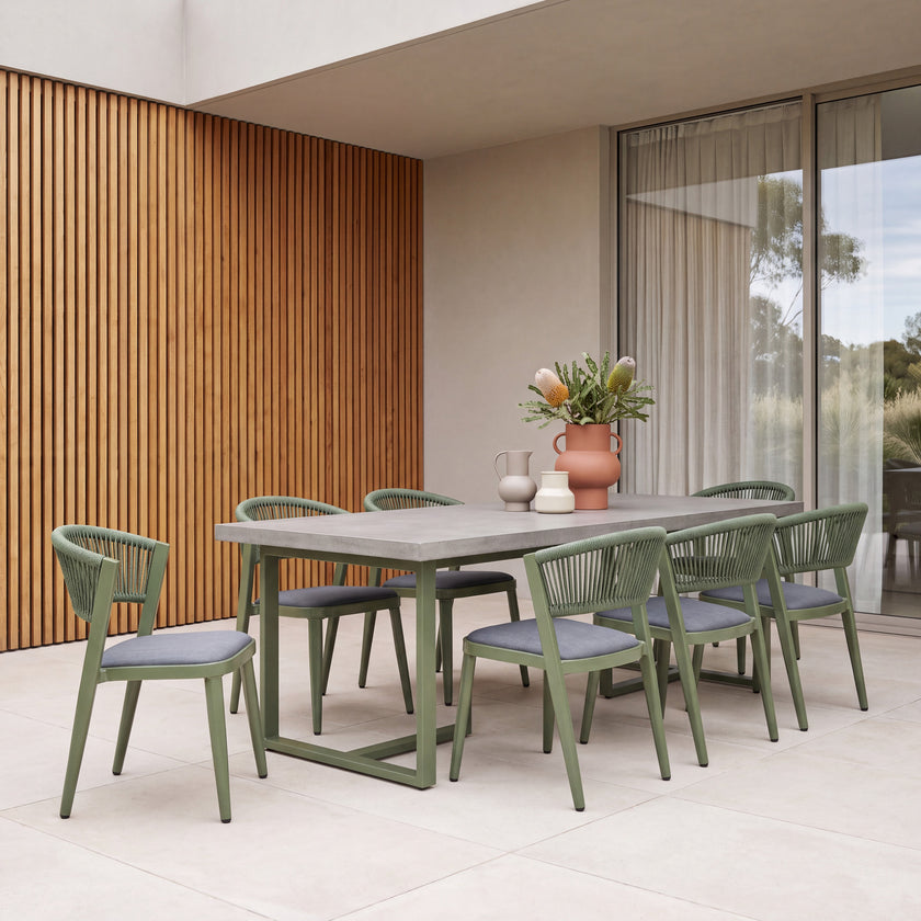 CDC12050-ID Army Green Outdoor Dining Chair - Grey  (Set of 2)