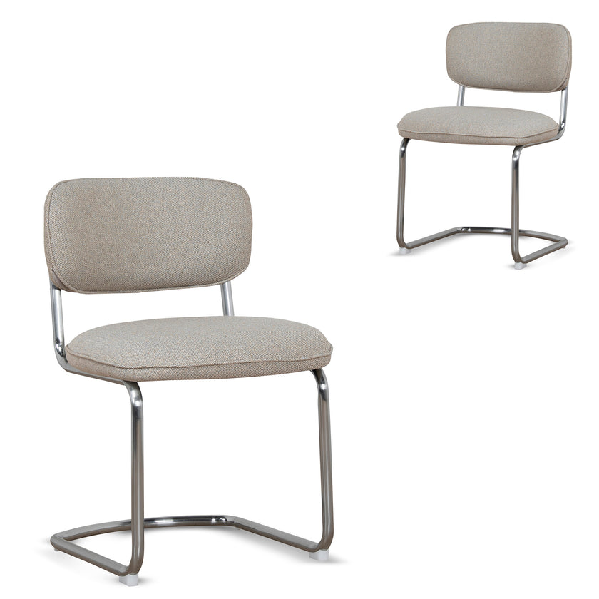 CDC12471-CI Chrome Dining Chair - Henry Beige (Set of 2)