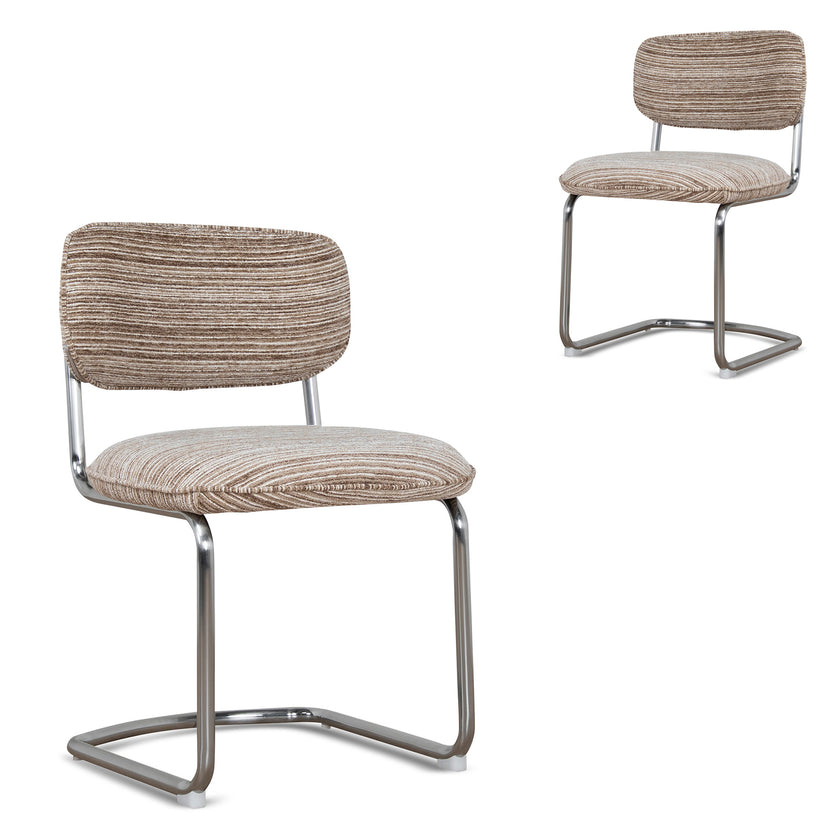 CDC12472-CI Chrome Dining Chair - Coconut Stripe (Set of 2)