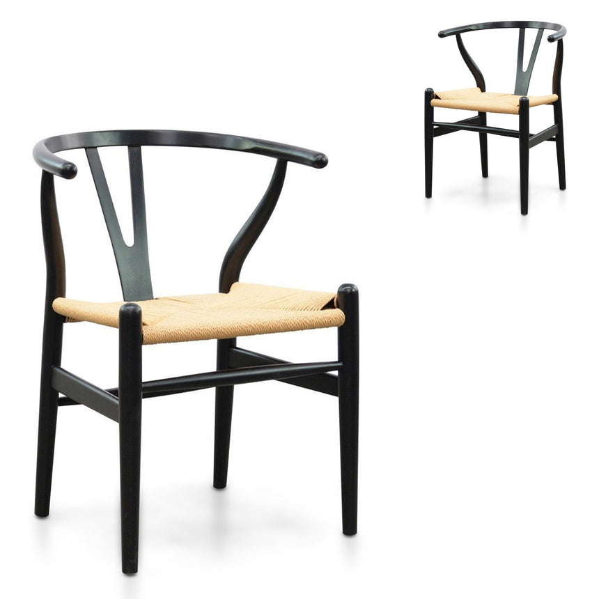 CDC125BLK-SD Dining Chair - Black - Natural Seat (Set of 2)