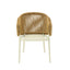 CDC12619-KT Natural Rattan Outdoor Dining Chair - Beige Cushion