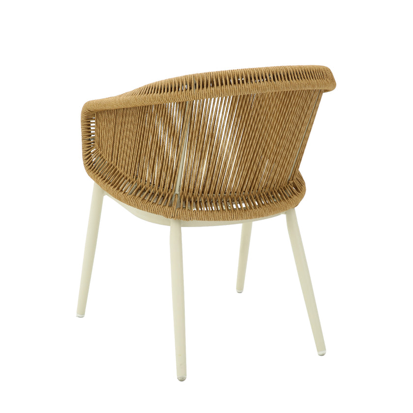 CDC12619-KT Natural Rattan Outdoor Dining Chair - Beige Cushion