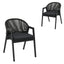 CDC12621-KT Dark Grey Rattan Outdoor Dining Chair - Dark Grey Cushion (Set of 2)