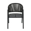 CDC12621-KT Dark Grey Rattan Outdoor Dining Chair - Dark Grey Cushion (Set of 2)