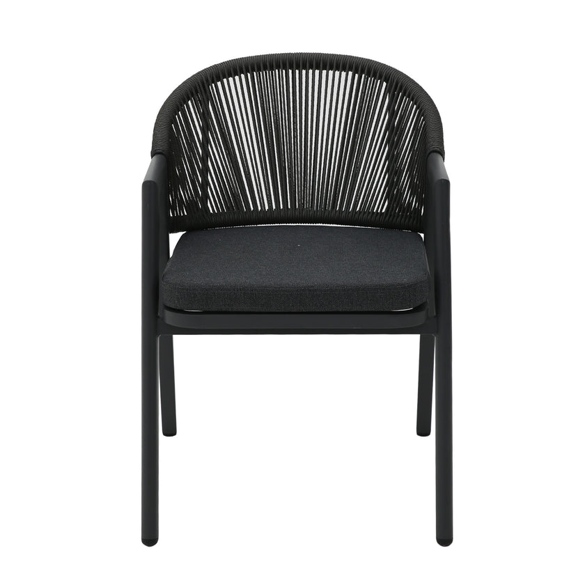 CDC12621-KT Dark Grey Rattan Outdoor Dining Chair - Dark Grey Cushion (Set of 2)