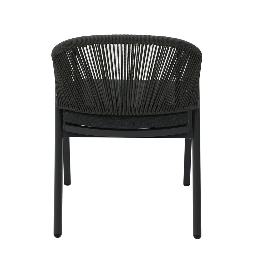 CDC12621-KT Dark Grey Rattan Outdoor Dining Chair - Dark Grey Cushion (Set of 2)