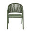 CDC12622-KT Green Rattan Outdoor Dining Chair - Sand Green Cushion (Set of 2)
