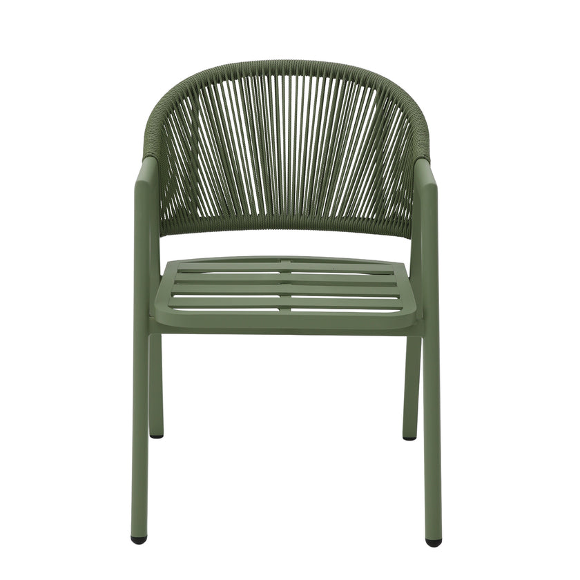 CDC12622-KT Green Rattan Outdoor Dining Chair - Sand Green Cushion (Set of 2)