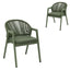 CDC12622-KT Green Rattan Outdoor Dining Chair - Sand Green Cushion (Set of 2)