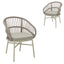 CDC12623-KT Taupe Rattan Outdoor Dining Chair - Beige Cushion (Set of 2)