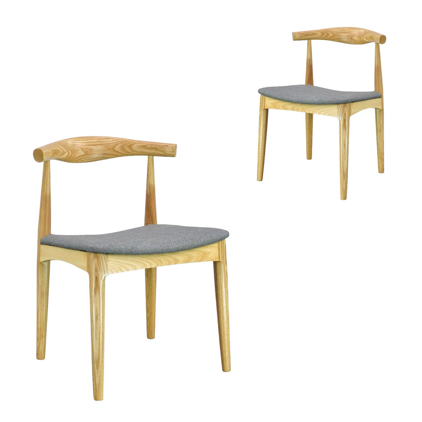 CDC10291-SD Natural Dining Chair - Grey Seat (Set of 2)