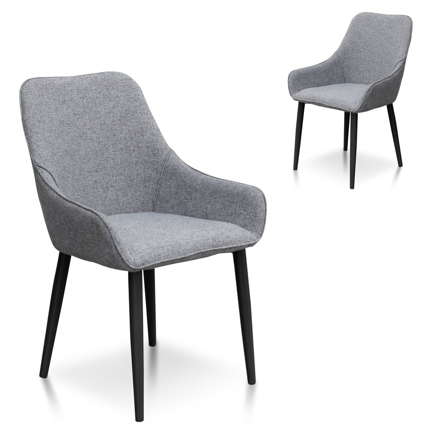 Ex Display - CDC6122-ST Dining Chair - Pebble Grey Fabric with Black Legs (Set of 2)