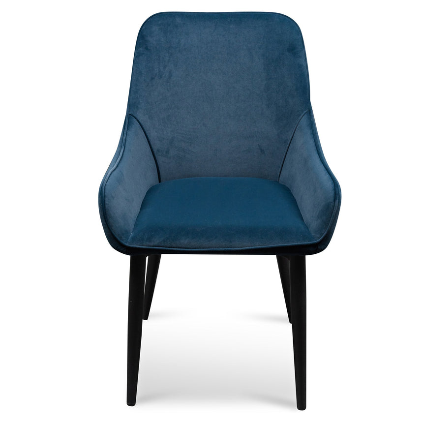 CDC6123-ST Dining Chair - Navy Blue Velvet with Black Legs (Set of 2)