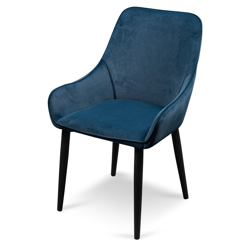 CDC6123-ST Dining Chair - Navy Blue Velvet with Black Legs (Set of 2)