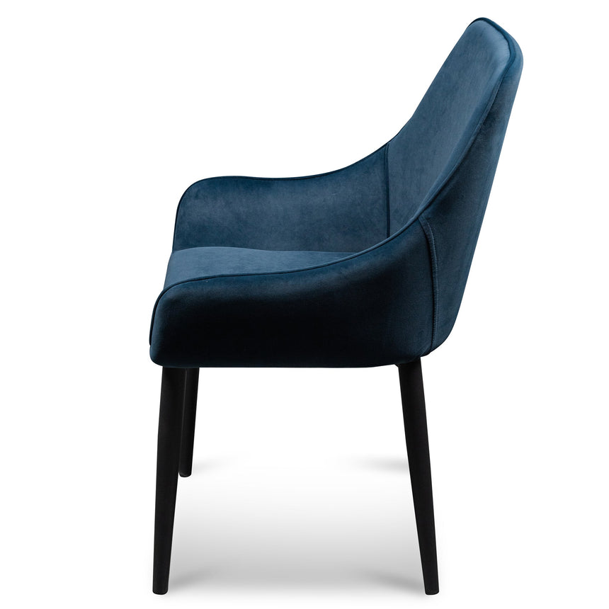 CDC6123-ST Dining Chair - Navy Blue Velvet with Black Legs (Set of 2)