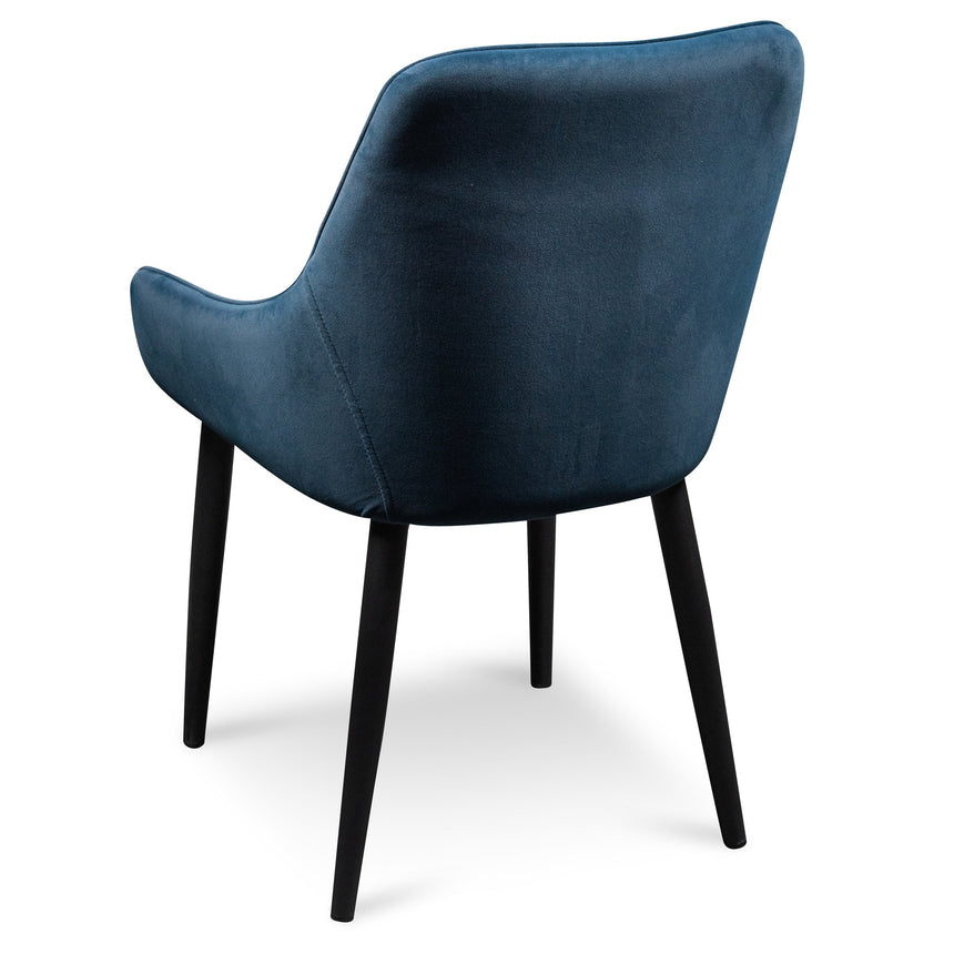 CDC6123-ST Dining Chair - Navy Blue Velvet with Black Legs (Set of 2)