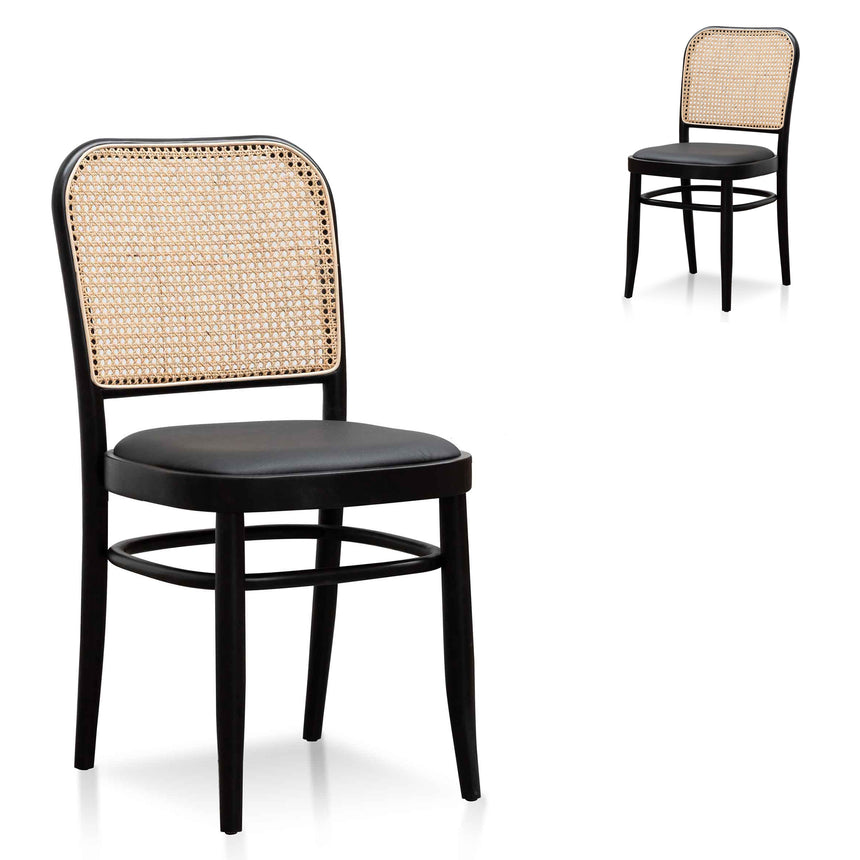 CDC6885-SD Fabric Natural Rattan Dining Chair - Black