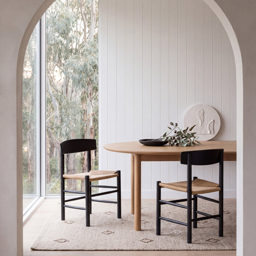 CDC6621-OW Rattan Black Dining Chair - Natural Seat (Set of 2)