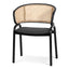 CDC6638-SD Fabric Dining Chair - Grey with Rattan Back (Set of 2)