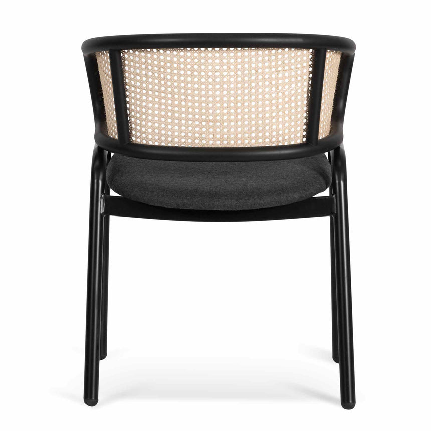 CDC6638-SD Fabric Dining Chair - Grey with Rattan Back (Set of 2)