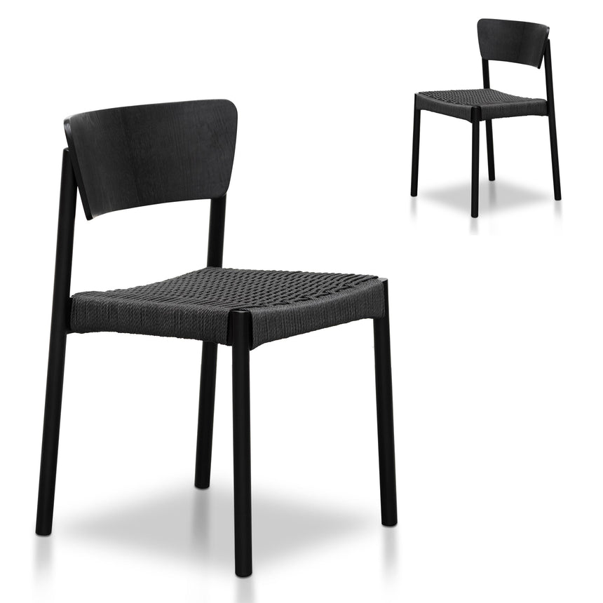 CDC8012-LJ Light Beige Fabric Dining Chair - Black Frame (Set of 2)