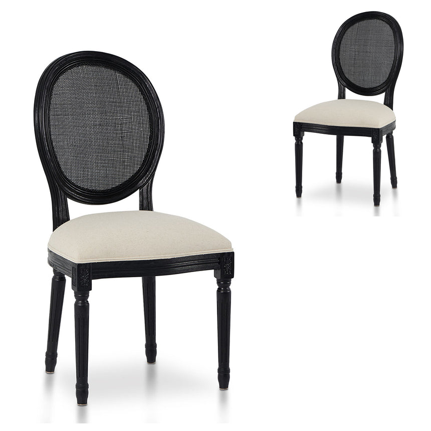 CDC6885-SD Fabric Natural Rattan Dining Chair - Black