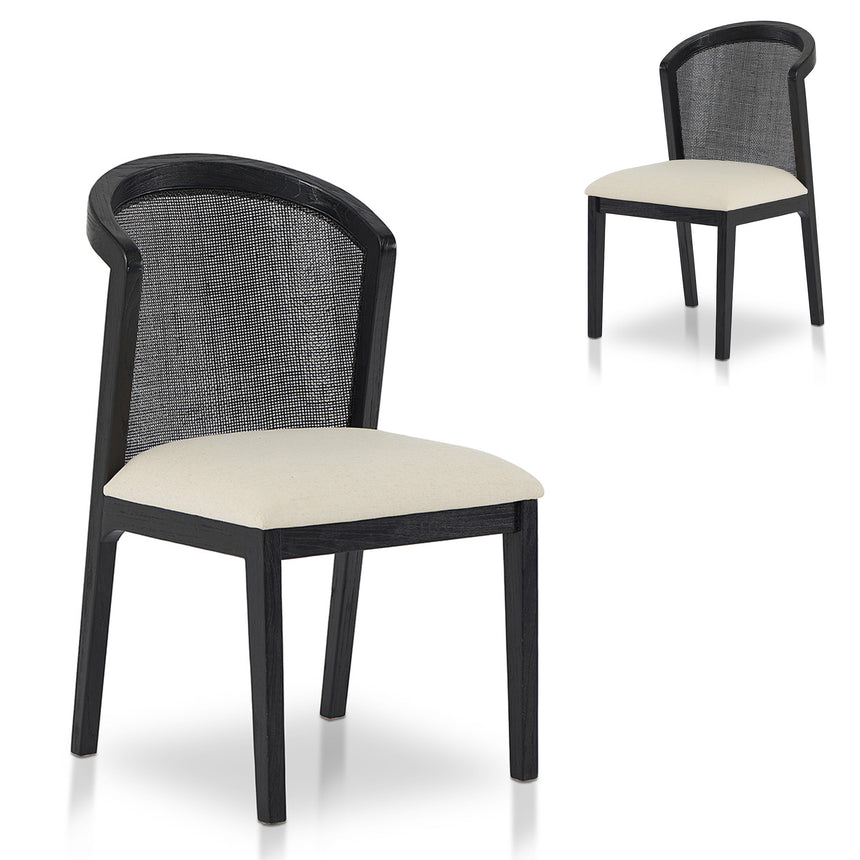 CDC8012-LJ Light Beige Fabric Dining Chair - Black Frame (Set of 2)