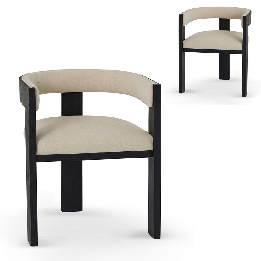 CDC8012-LJ Light Beige Fabric Dining Chair - Black Frame (Set of 2)