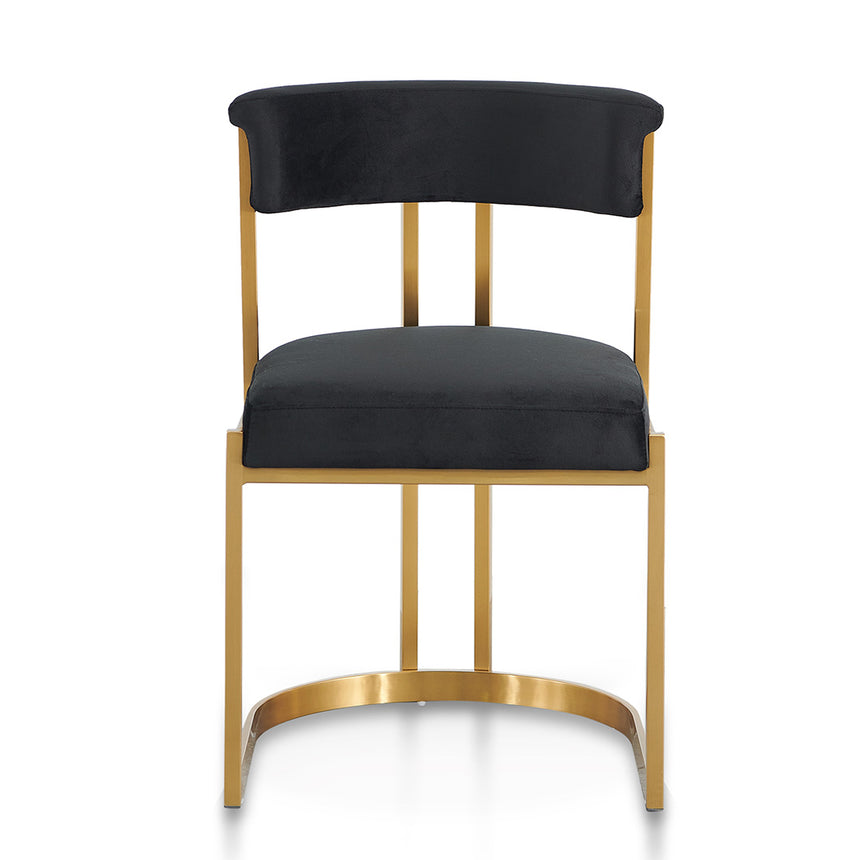 CDC8494-BS Black Velvet Dining Chair - Golden Base