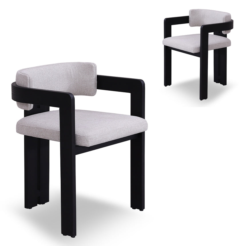Set of 2 - CDC10055-SDx2 Natural Dining Armchair - Grey Seat Dining Chair Swady-Core   