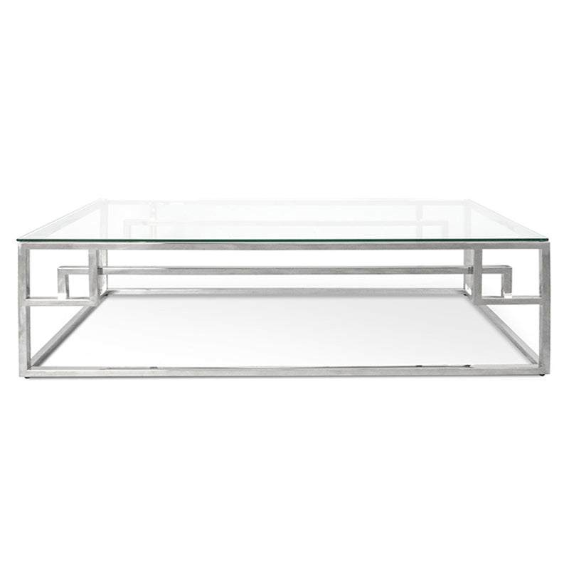 Ex Display - CCF1076-BS 1.2m Coffee Table With Tempered Glass - Stainless Steel Base