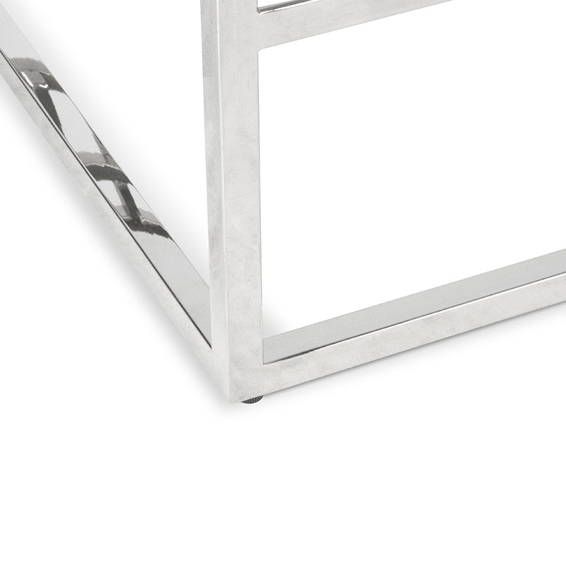 Ex Display - CCF1076-BS 1.2m Coffee Table With Tempered Glass - Stainless Steel Base