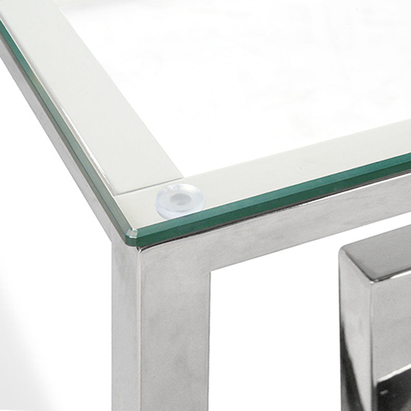 Ex Display - CCF1076-BS 1.2m Coffee Table With Tempered Glass - Stainless Steel Base