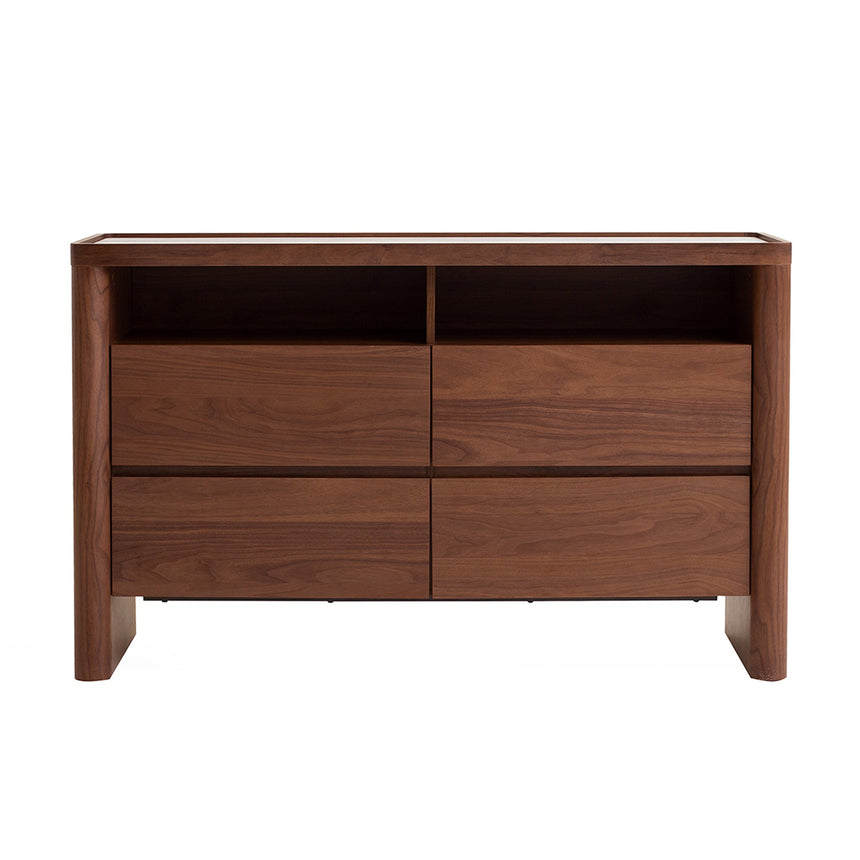 Ex Display - CDT10242-IG Glass Top Chest of Drawer - Walnut