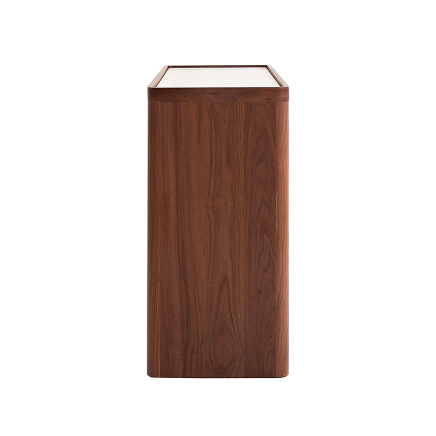 Ex Display - CDT10242-IG Glass Top Chest of Drawer - Walnut
