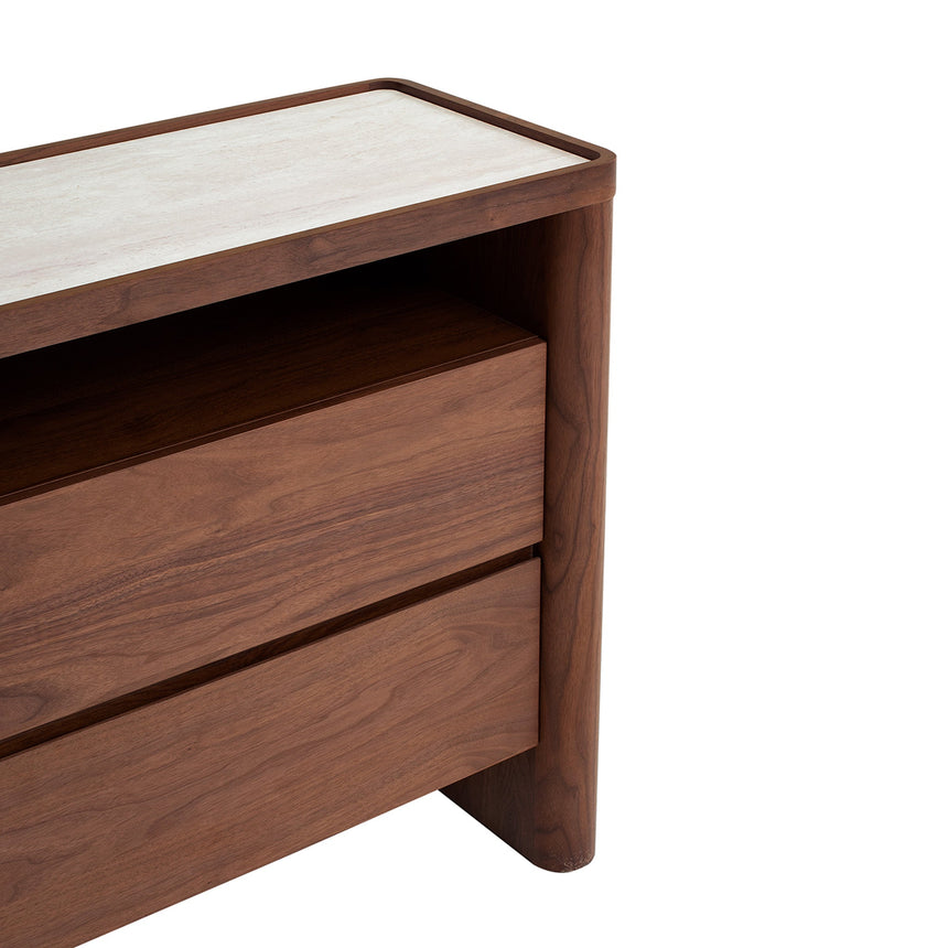 Ex Display - CDT10242-IG Glass Top Chest of Drawer - Walnut