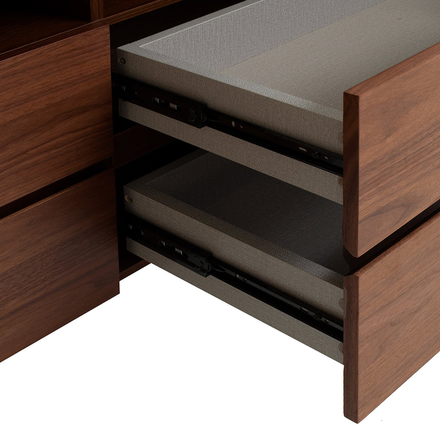 Ex Display - CDT10242-IG Glass Top Chest of Drawer - Walnut
