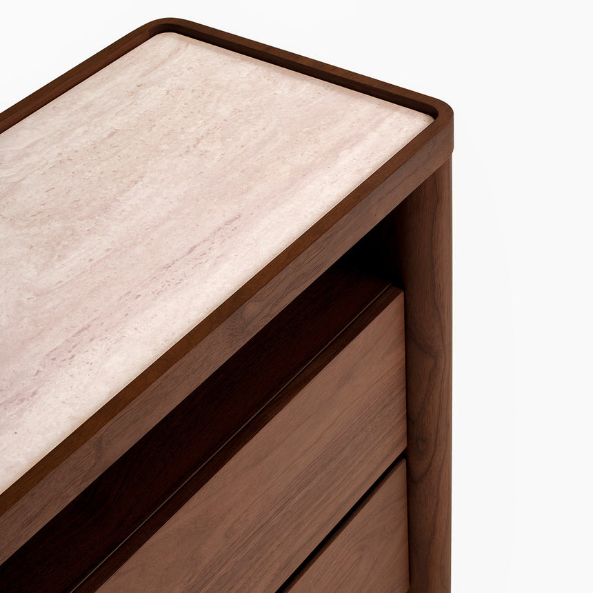 Ex Display - CDT10242-IG Glass Top Chest of Drawer - Walnut