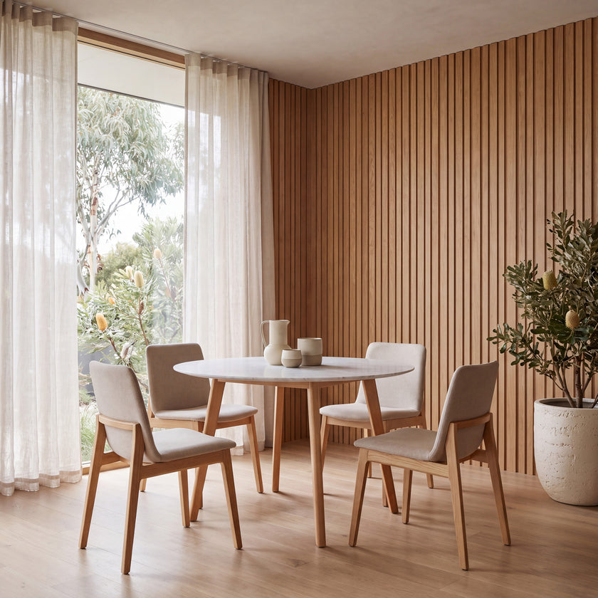 CDT1025 120cm Marble Dining Table - Natural Base