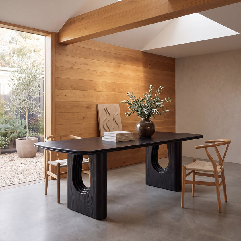 CDT10260-NI 2.4m Recycled Fir Dining Table - Full Black