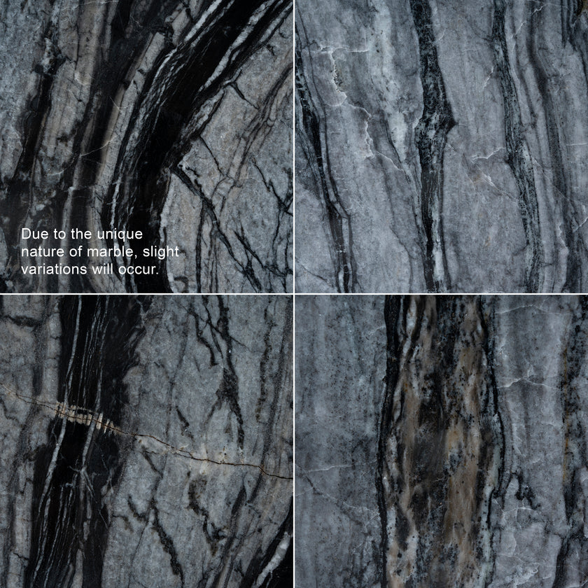 Ex Display - CDT10658-MK 2.2m Black Marble Dining Table - Black