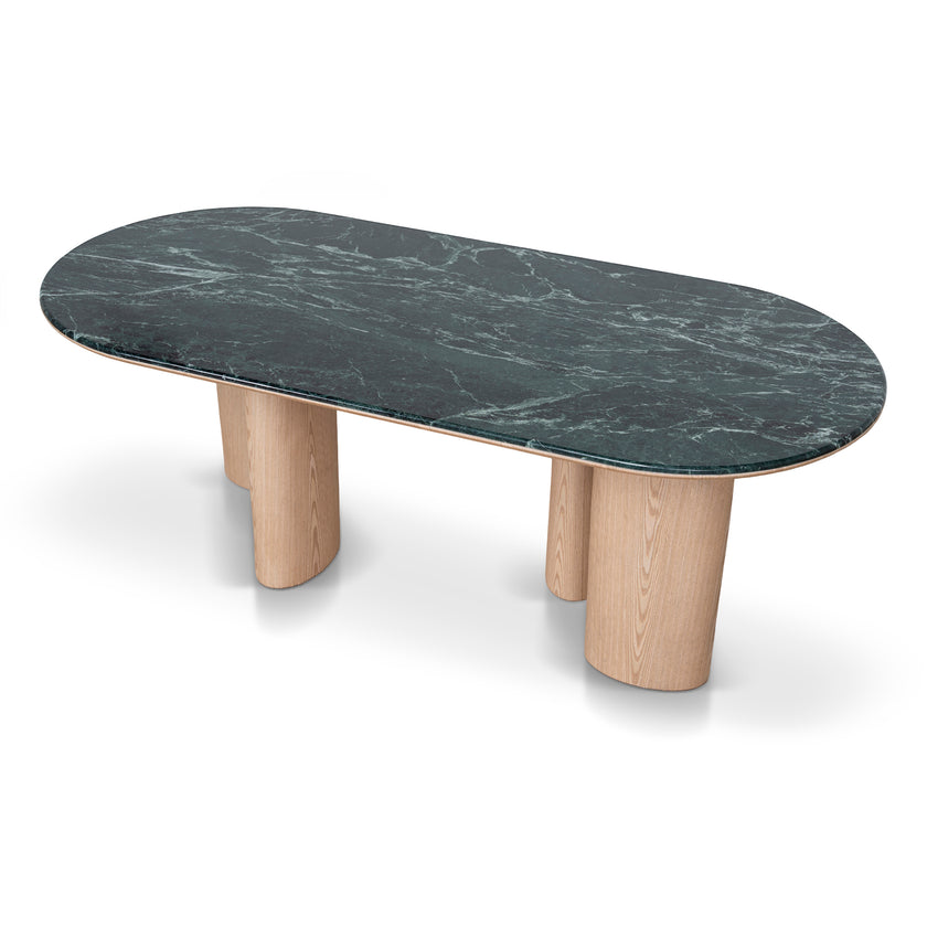 Ex Display - CDT10659-MK 2.2m Green Marble Dining Table - Natural
