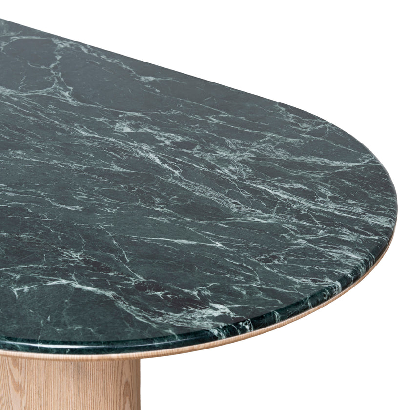 Ex Display - CDT10659-MK 2.2m Green Marble Dining Table - Natural