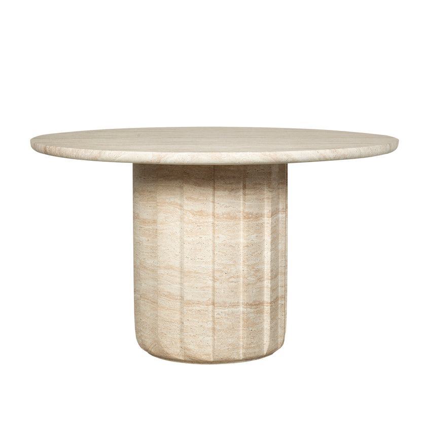CDT12284-CO 1.3m Round Concrete Dining Table - Light Travertine Look