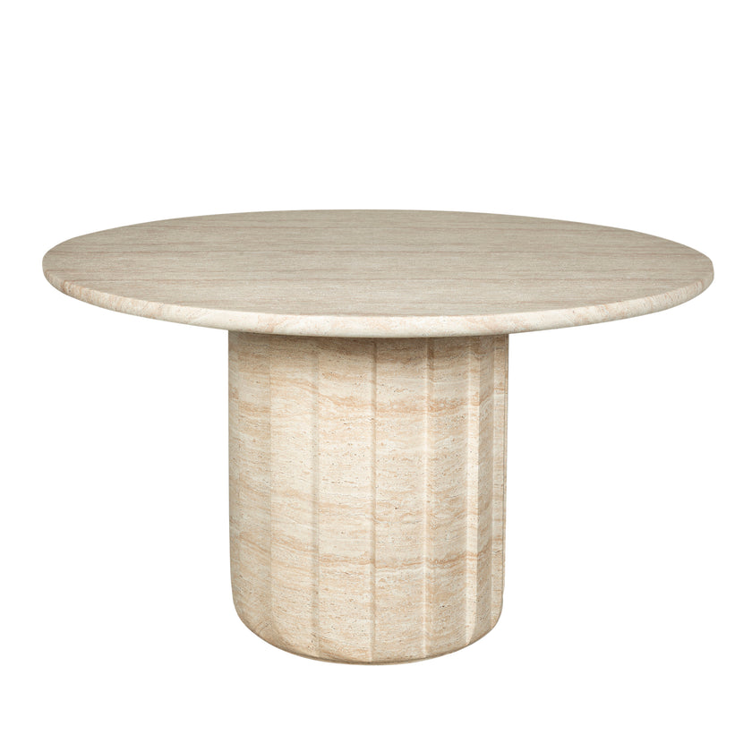 CDT12284-CO 1.3m Round Concrete Dining Table - Light Travertine Look