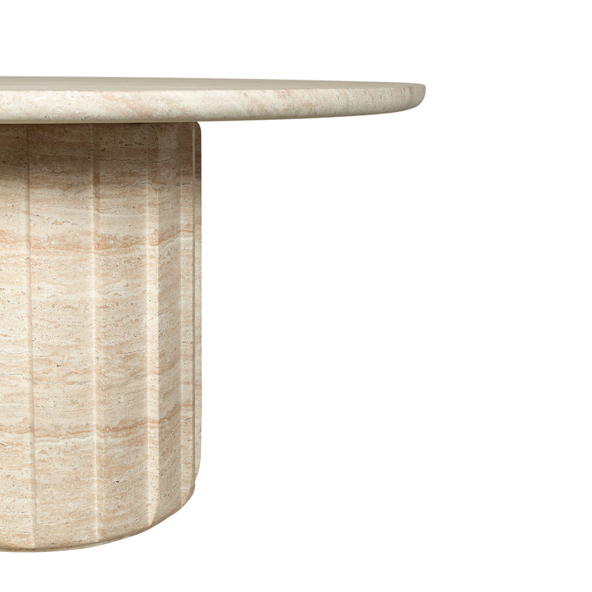 CDT12284-CO 1.3m Round Concrete Dining Table - Light Travertine Look