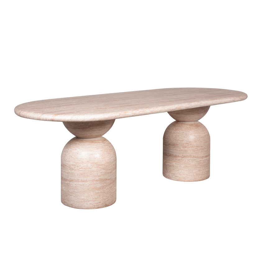 CDT12287-CO 2.2m Oval Dining Table - Light Travertine Look